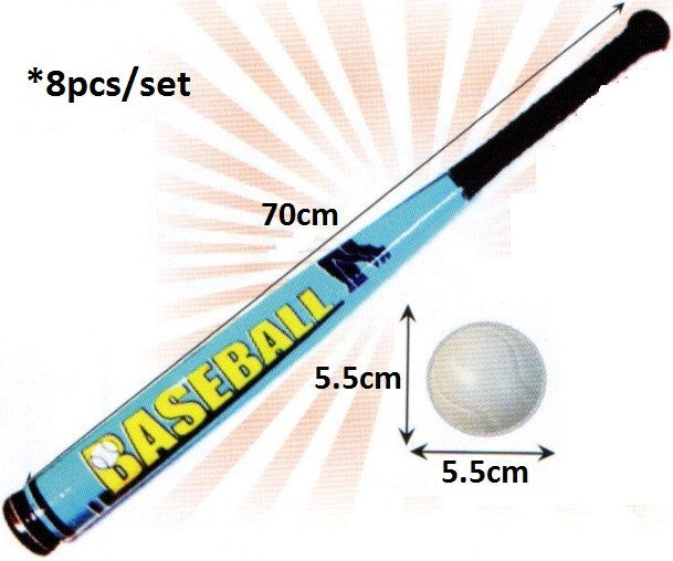 Baseball Bat +Ball Set - PJK017 Plastic 8pairs PZ
