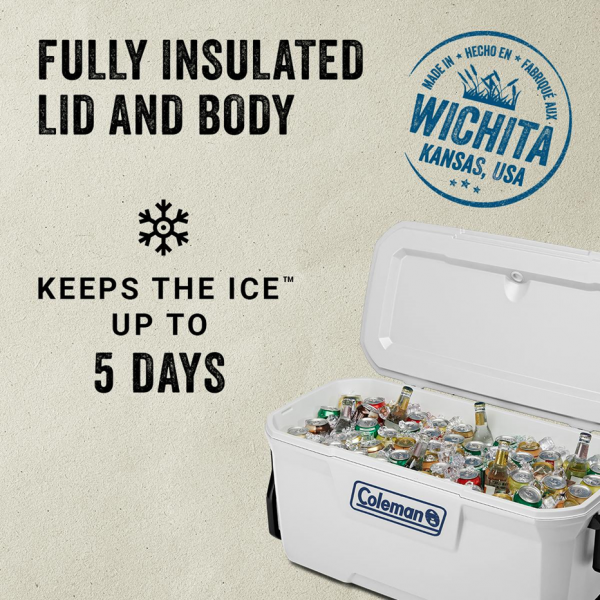 Cooler Box - Coleman Classic Series 100QT Marine (White) + Wheels