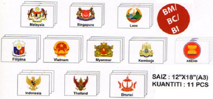 Papan Jata Negara ASEAN(BM/BC/BI) 11pcs - PESPS400 PZ