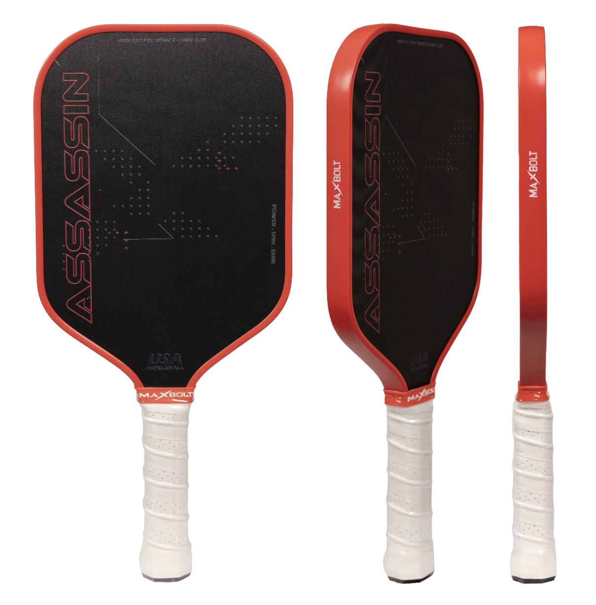 Pickleball Paddle Fiberglass - Maxbolt Assassin (Free 2pcs Ball + Grip + Nylon Cover) PQ