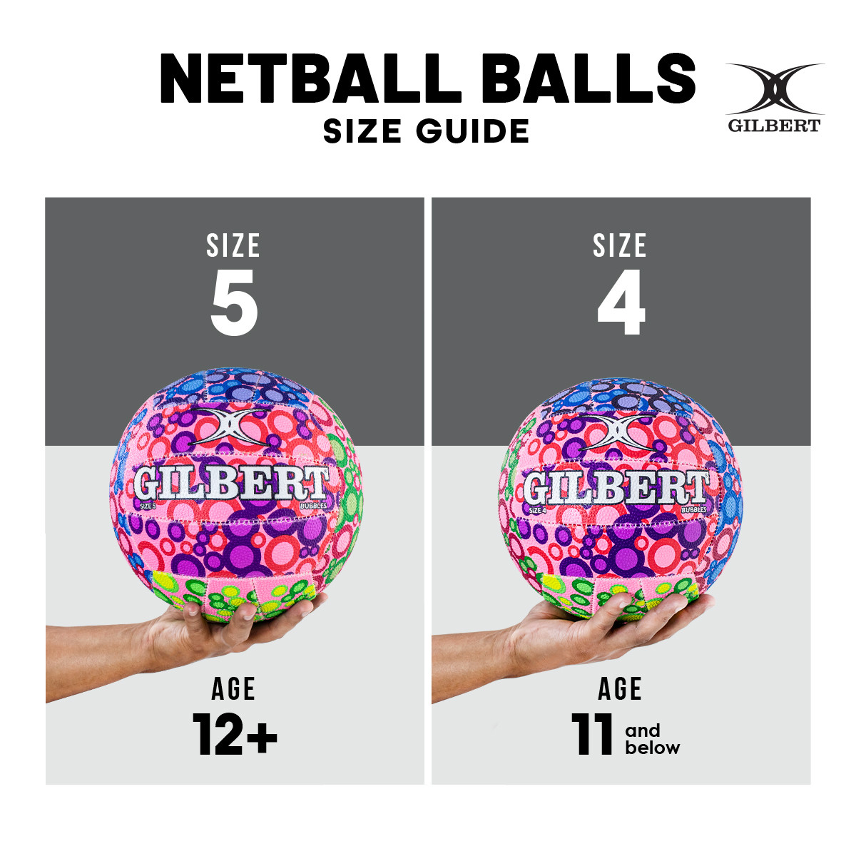 Netball Ball Size 4/5 – Gilbert Bubbles KQ