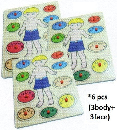 Wooden Educational Puzzle Body + Face 6pcs - IQ030 PZ