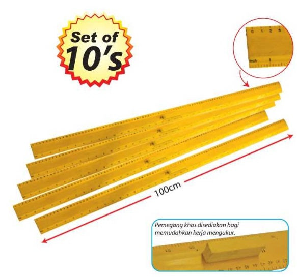 1 Meter Wooden Yellow Ruler - PSPS0102 (10pc) MZ