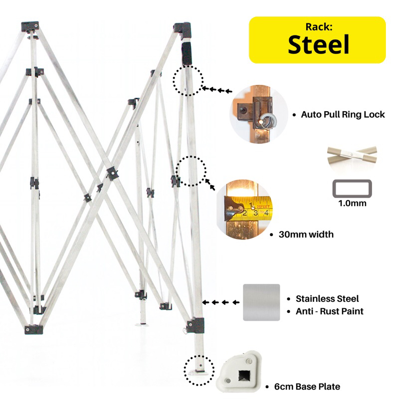 Canopy - SS Rack + JE Canvas (3M x 3M) JE