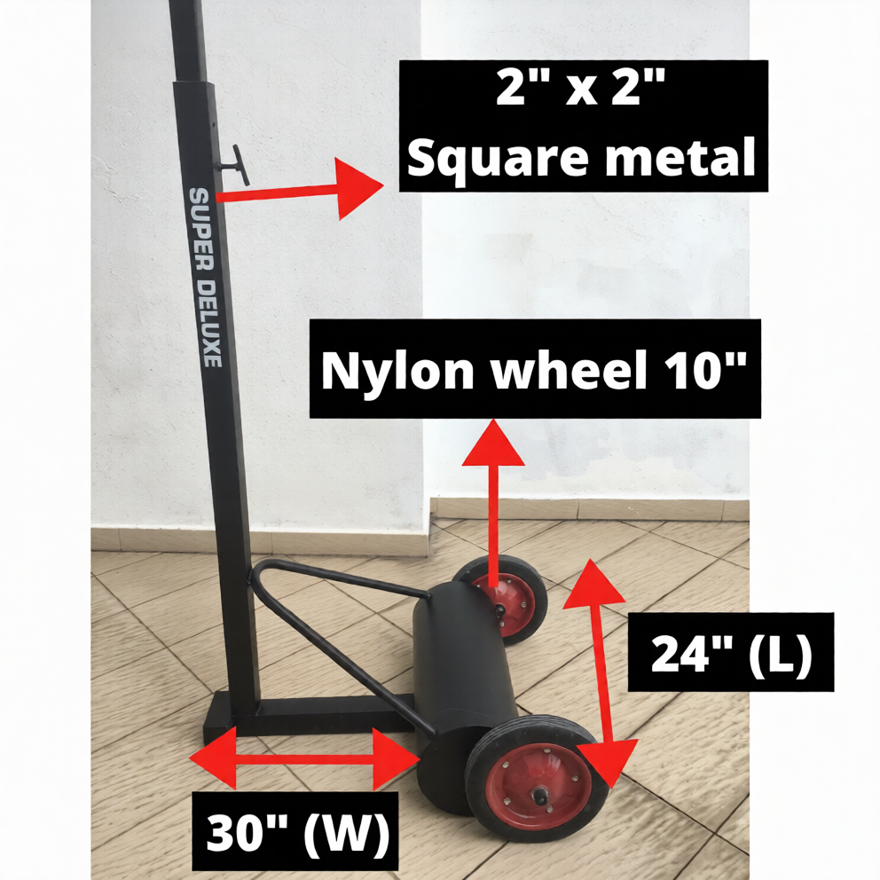 Mini Basketball Post - TS848A Acrylic (2ft x 3ft) Adjustable Height + Wheels (Home Use)