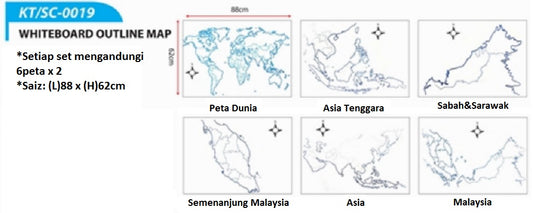 Whiteboard Outline Map 12Sets - KTSC0019 MZ