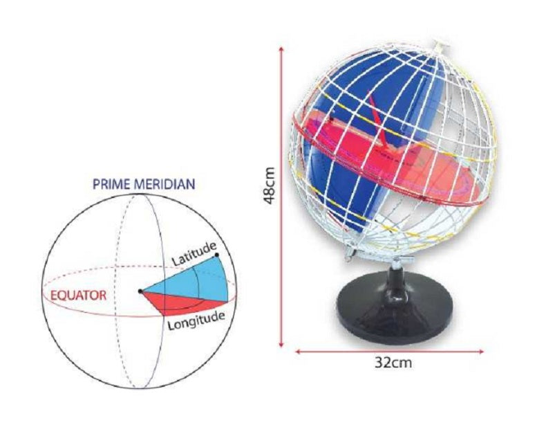 Globe Latitude & Longitude Steel - SL0028 MZ