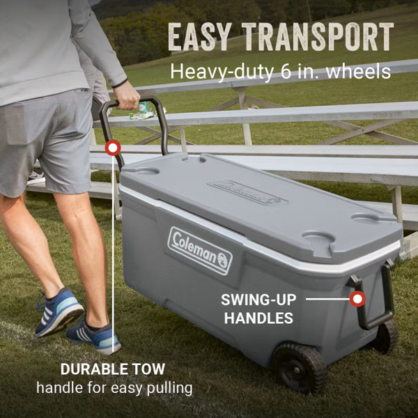 Cooler Box - Coleman Classic Series 100QT (Rock Grey) + Wheels