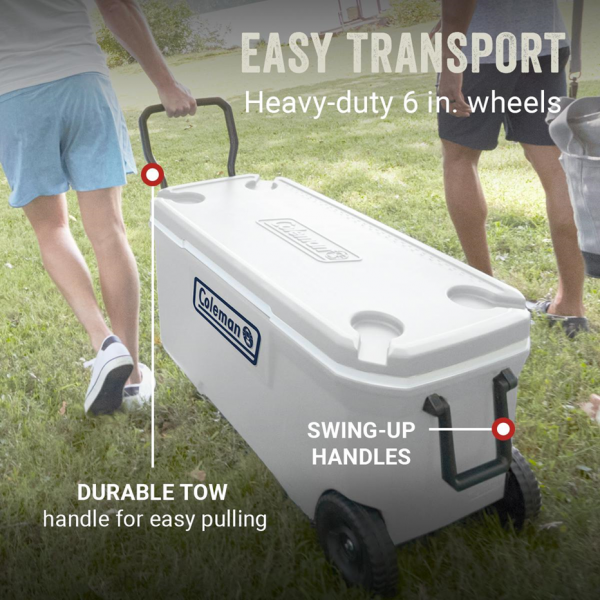 Cooler Box - Coleman Classic Series 100QT Marine (White) + Wheels