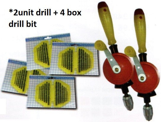 2 Unit Manual Hand Drill + 4 box Drill Bit - RBT440 PZ