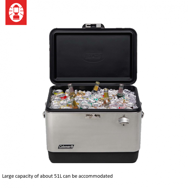 Cooler Box - Coleman 54QT/51L Stainless Steel Belted (Silver)