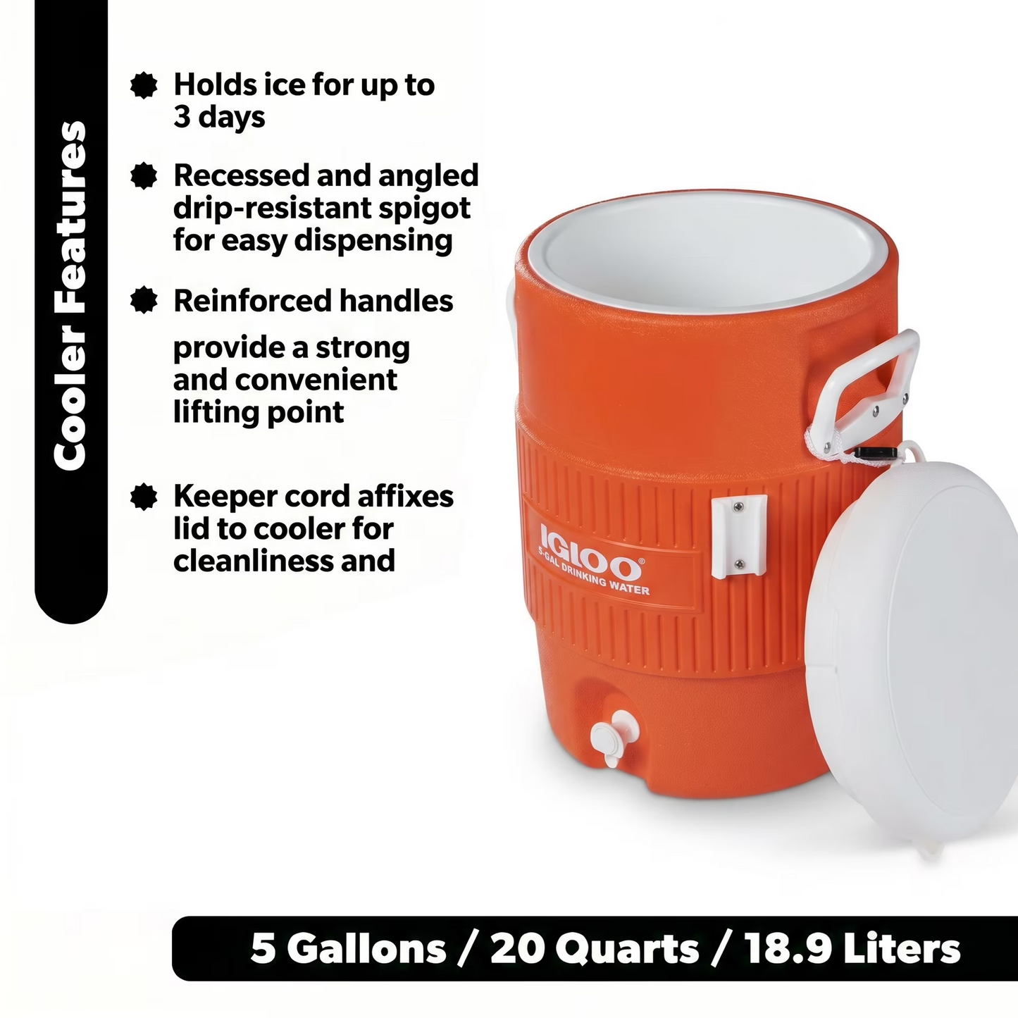 Beverage Cooler - Igloo Full Size (5 Gallon) Seat Top UQ