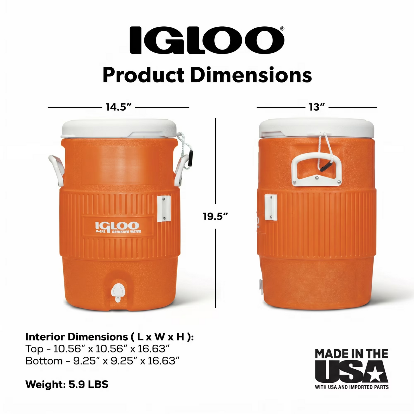 Beverage Cooler - Igloo Full Size (5 Gallon) Seat Top UQ