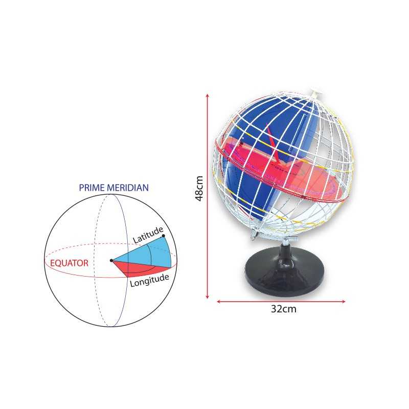 Globe Latitude & Longitude Steel - SL0028 MZ