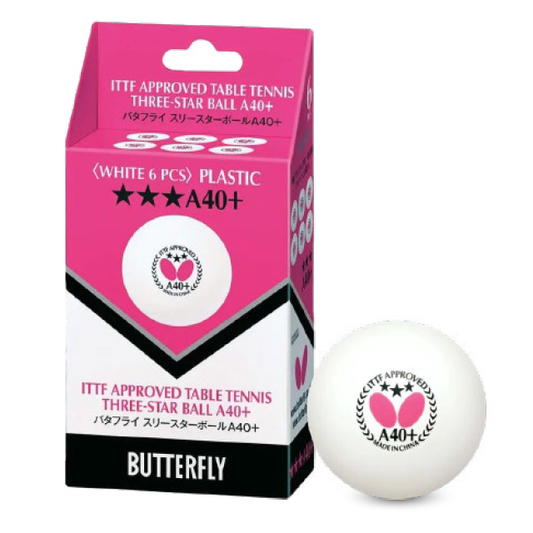 Table Tennis Ball - Butterfly A40+ 3 Star (6pcs) CQ