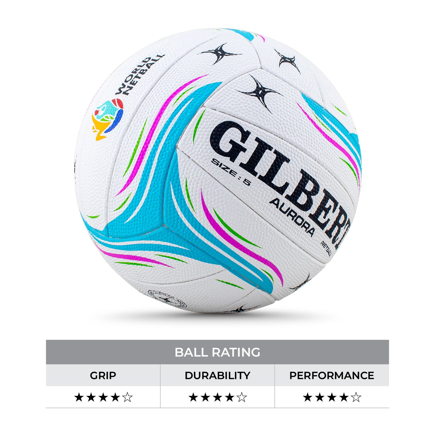 Netball Ball Size 5 - Gilbert Aurora Match KQ