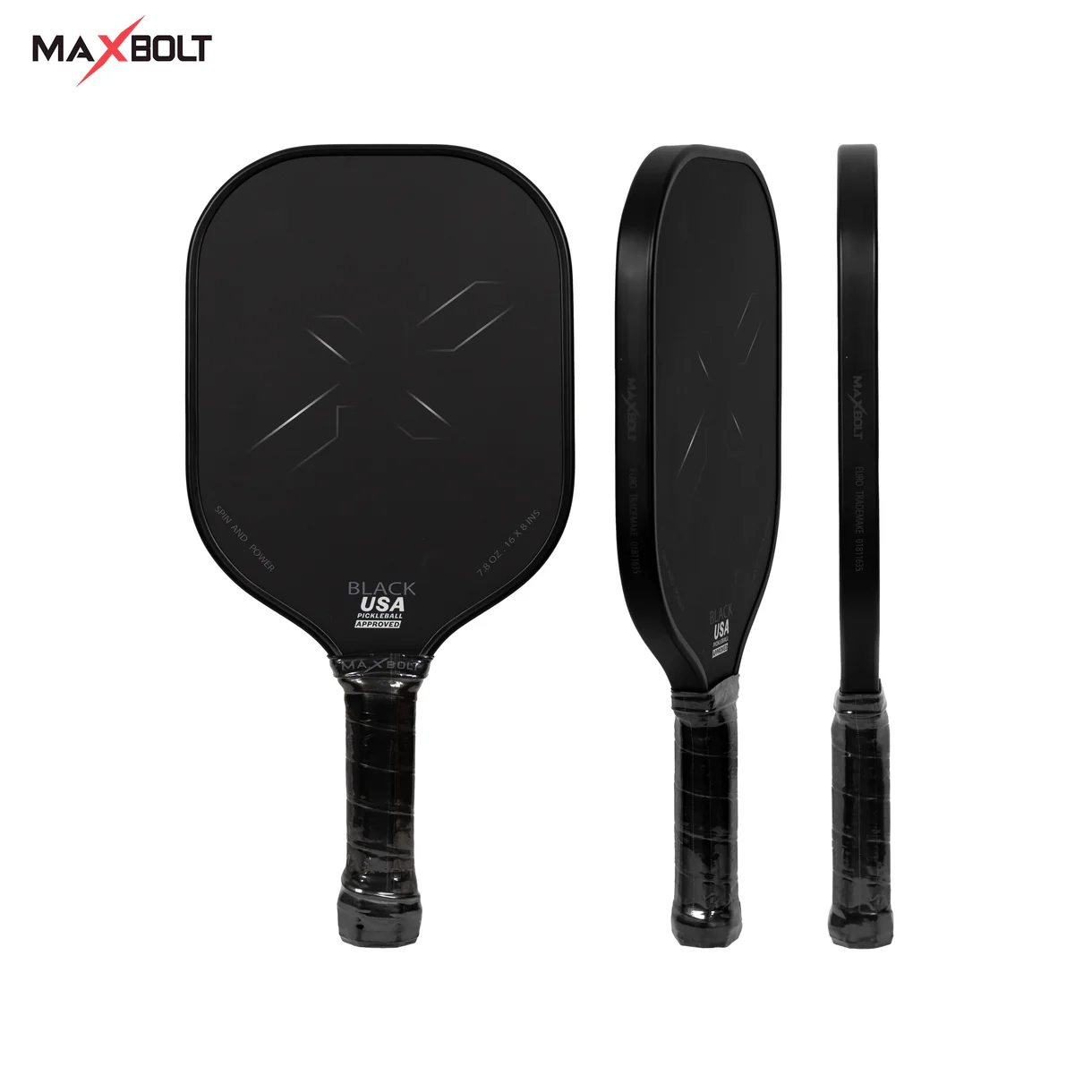 Pickleball Paddle (Carbon Fiber) - Maxbolt BLACK (USAPA) (Free 5pcs Ball) PQ