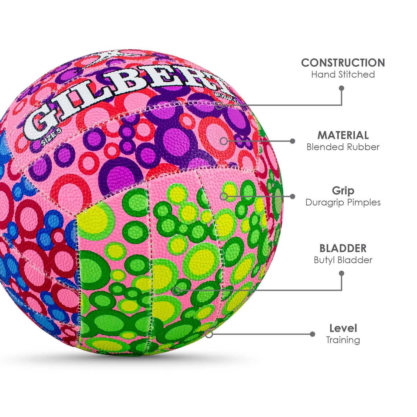 Netball Ball Size 4/5 – Gilbert Bubbles KQ