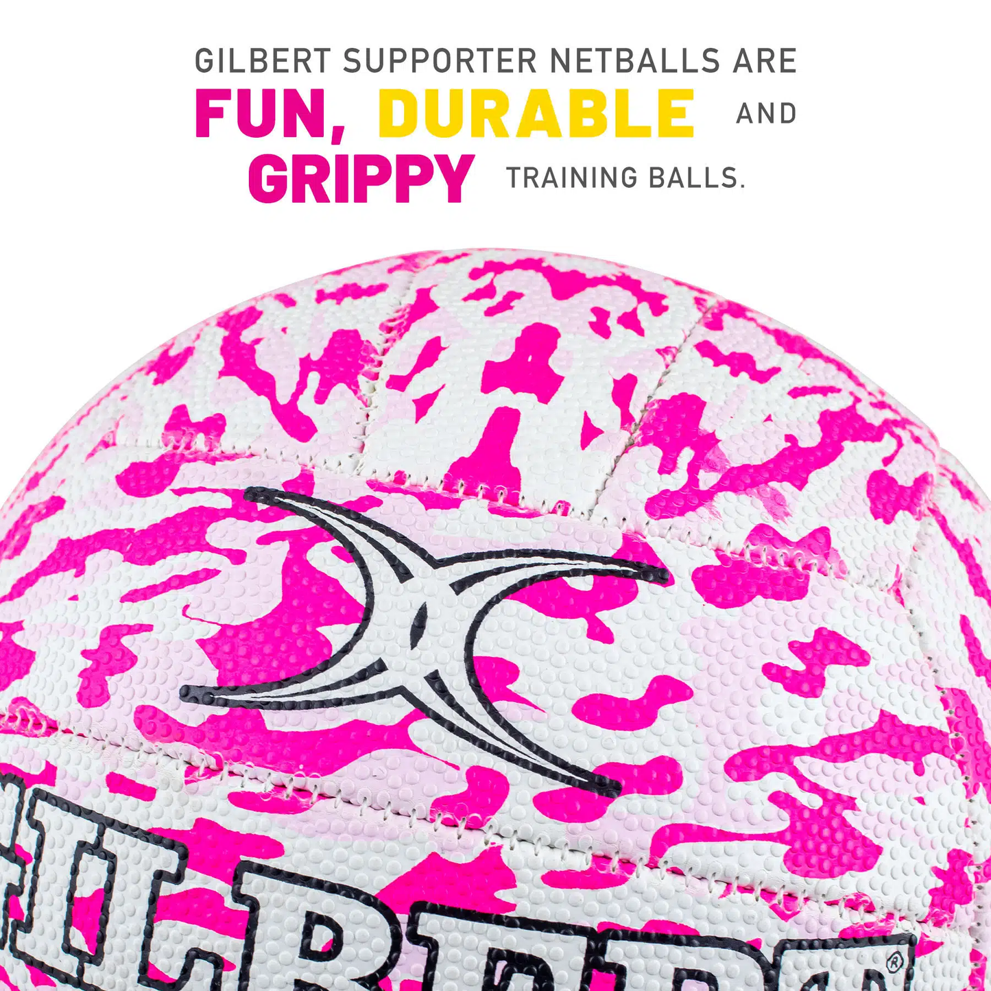 Netball Ball Size 4/5 – Gilbert Pink Camo KQ