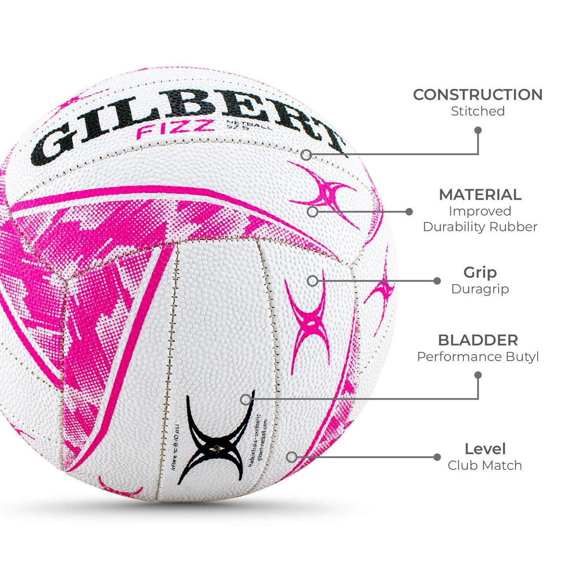 Netball Ball Size 5 - Gilbert Fizz Match KQ
