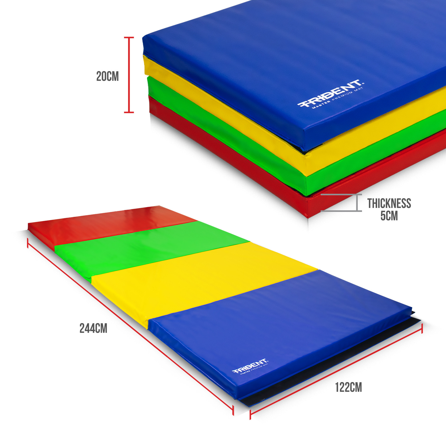 Gymnastic Folding Mat - Trident (244cm x 122cm x 5cm) KQ