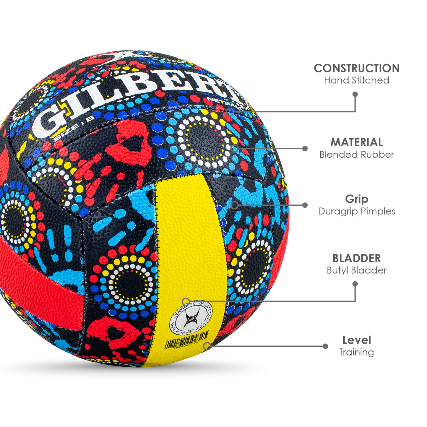 Netball Ball Size 5  - Gilbert Indigenous KQ
