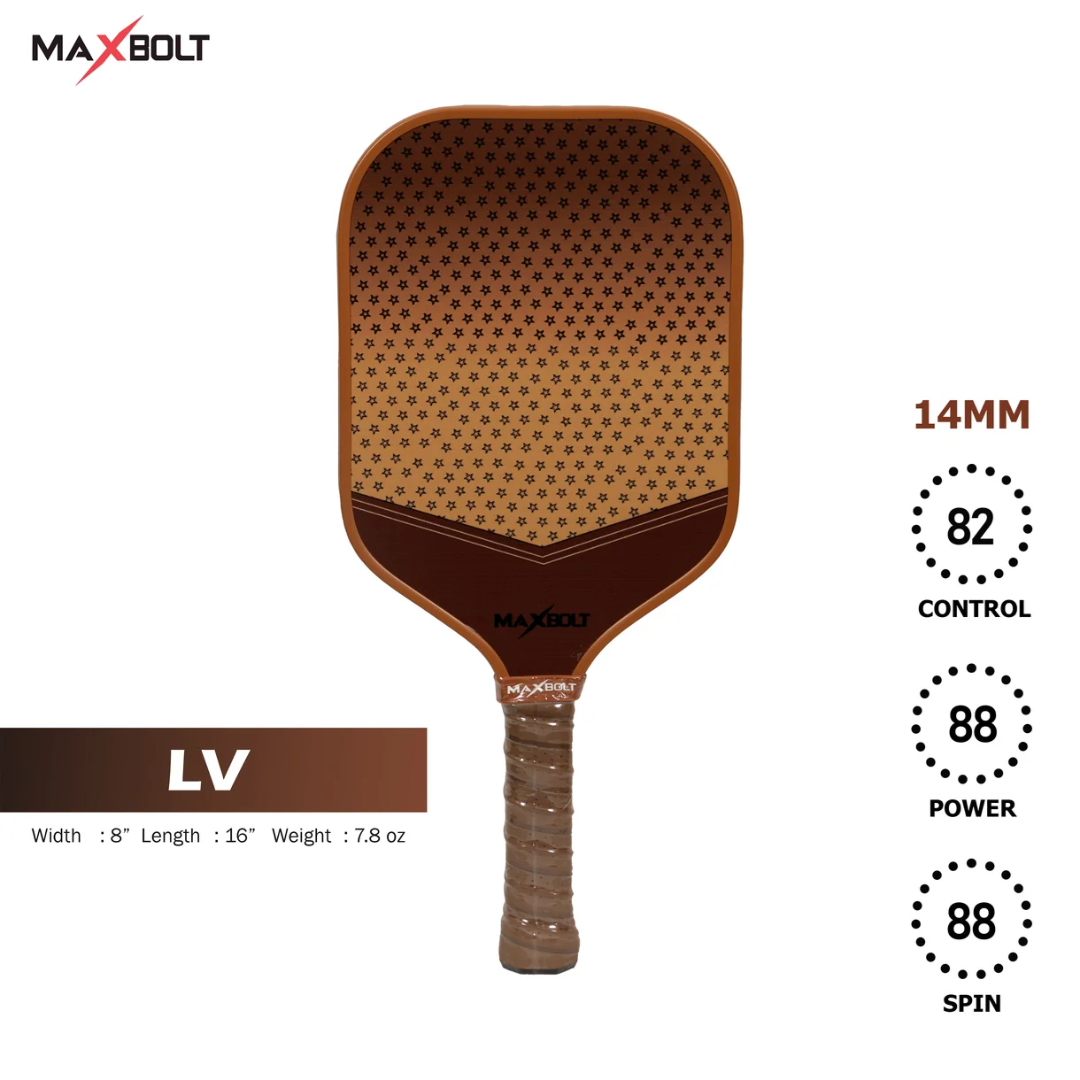 Pickleball Paddle Fiberglass - Maxbolt LV (Free 2pcs Ball + Grip + Nylon Bag) PQ