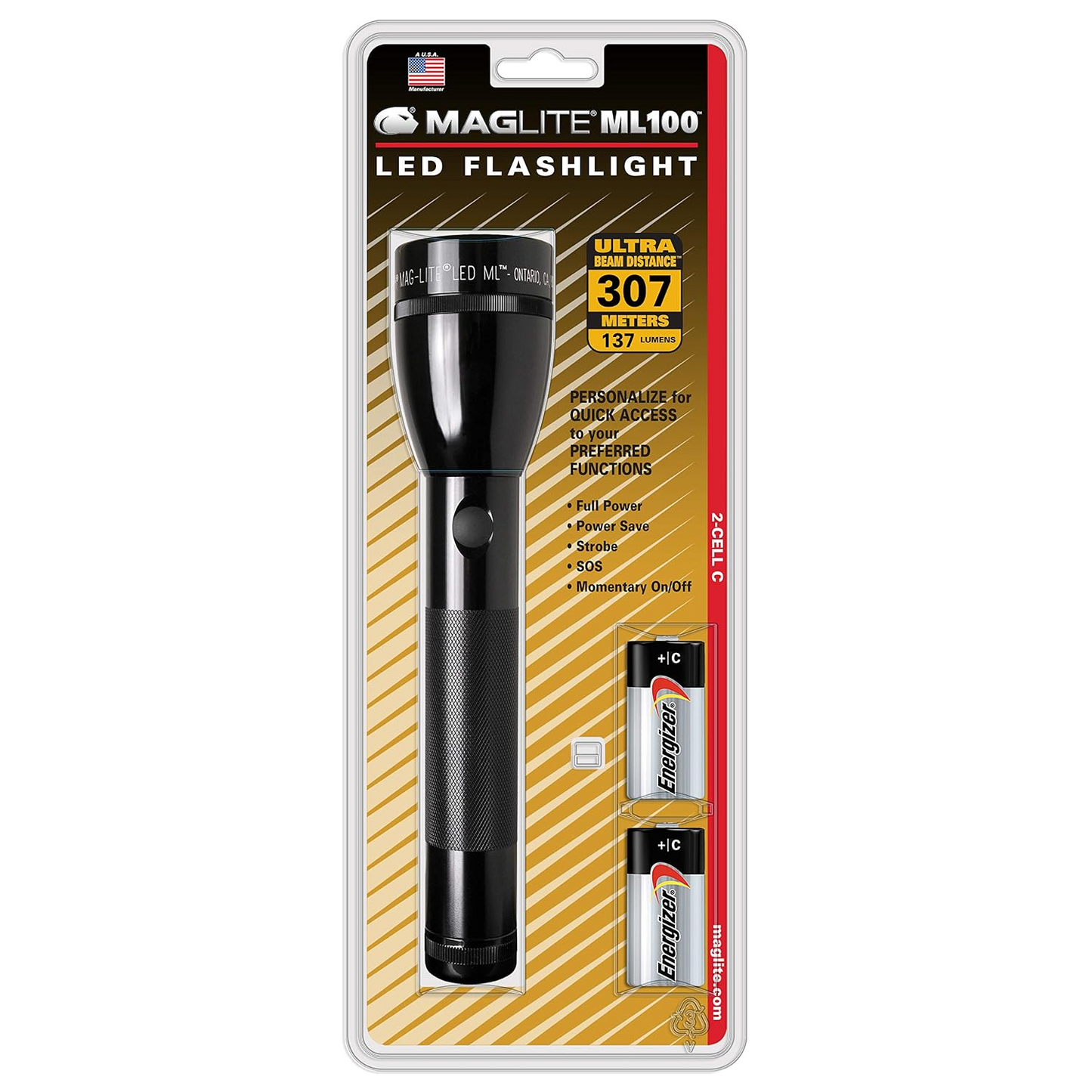 Flashlight LED - Maglite ML100 (2-Cell C) Black UQ
