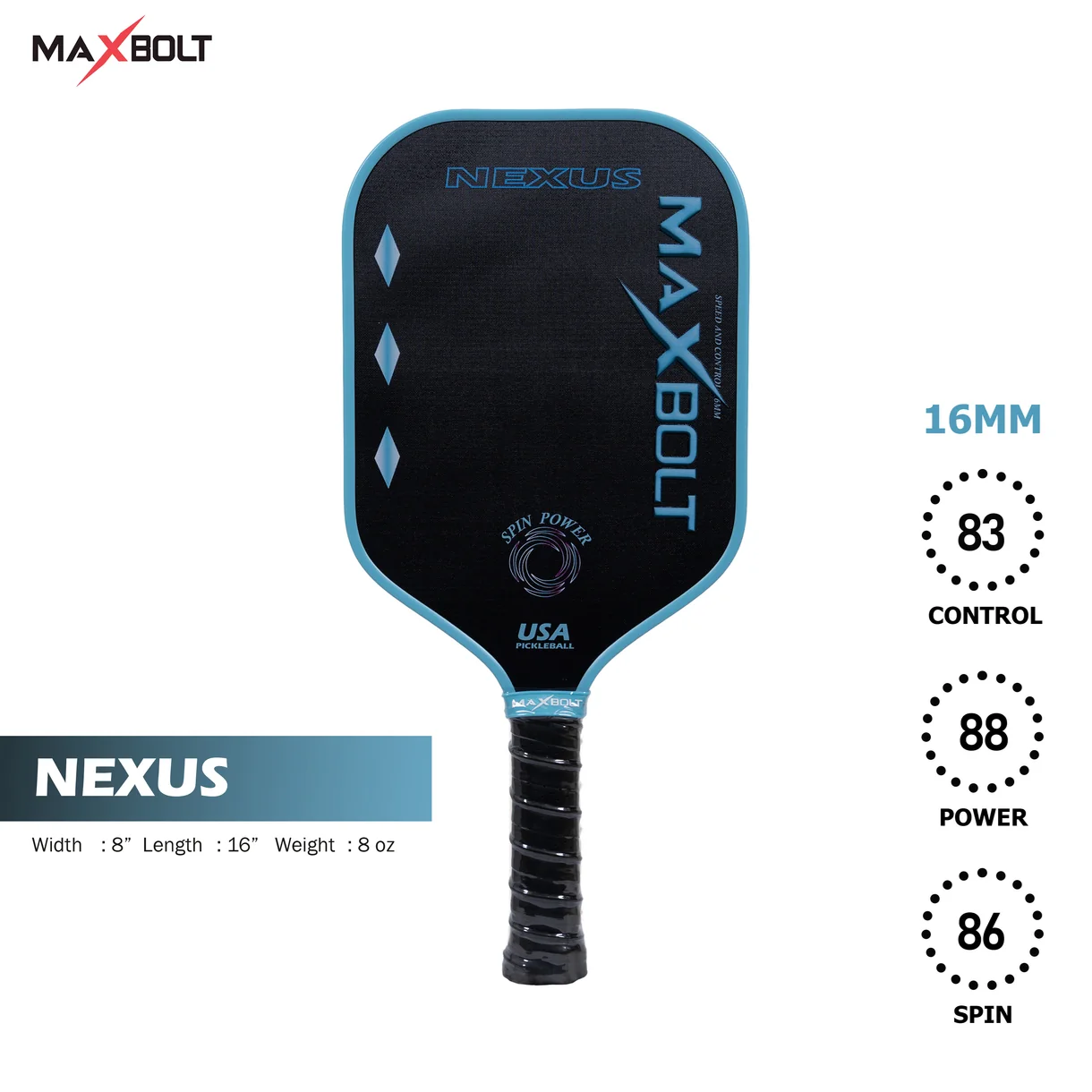 Pickleball Paddle Fiberglass - Maxbolt NEXUS (Free 2pcs Ball + Grip + Edge Guard + Slim Bag) PQ