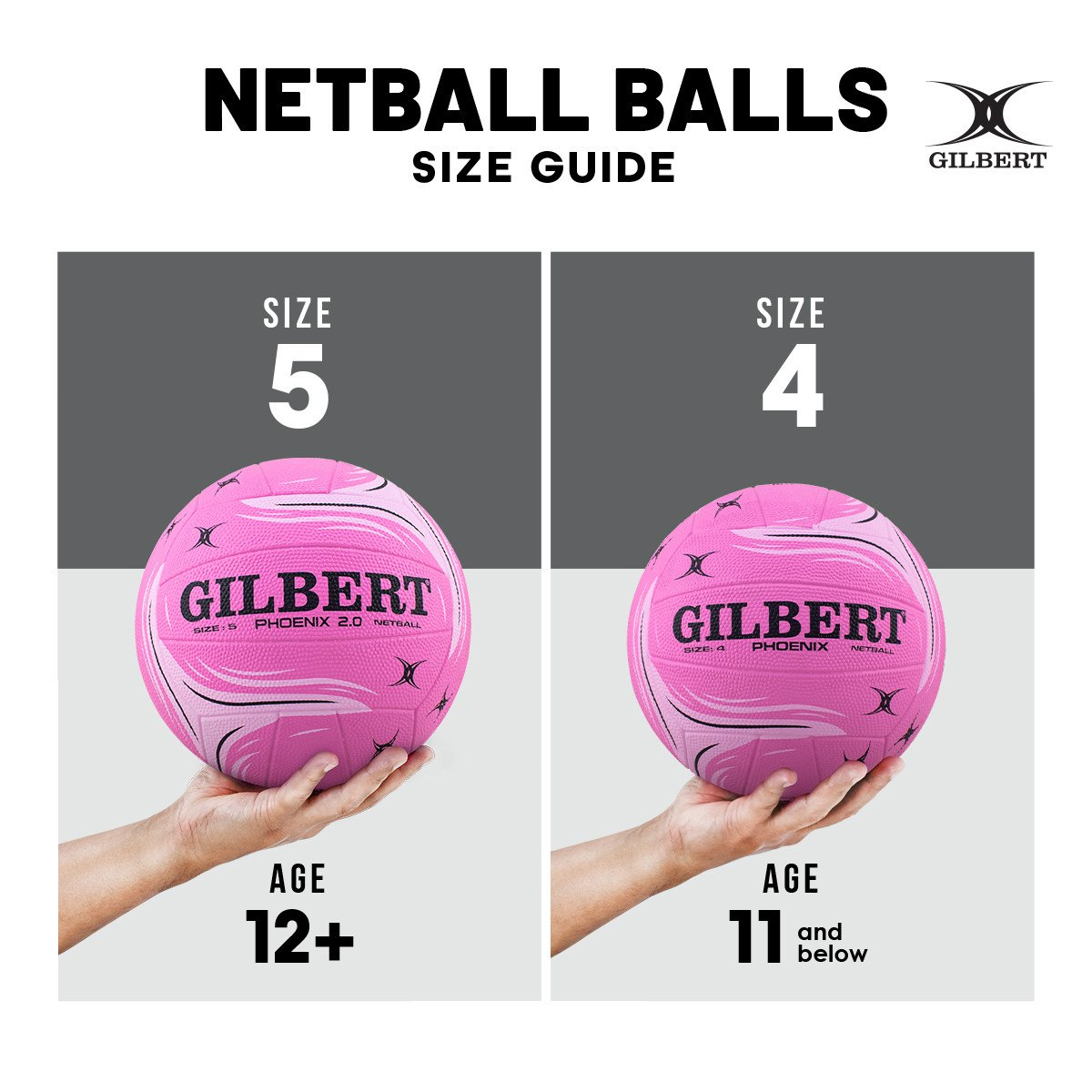 Netball Ball Size 4/5 - Gilbert Phoenix 2.0 Match (Pastel) KQ