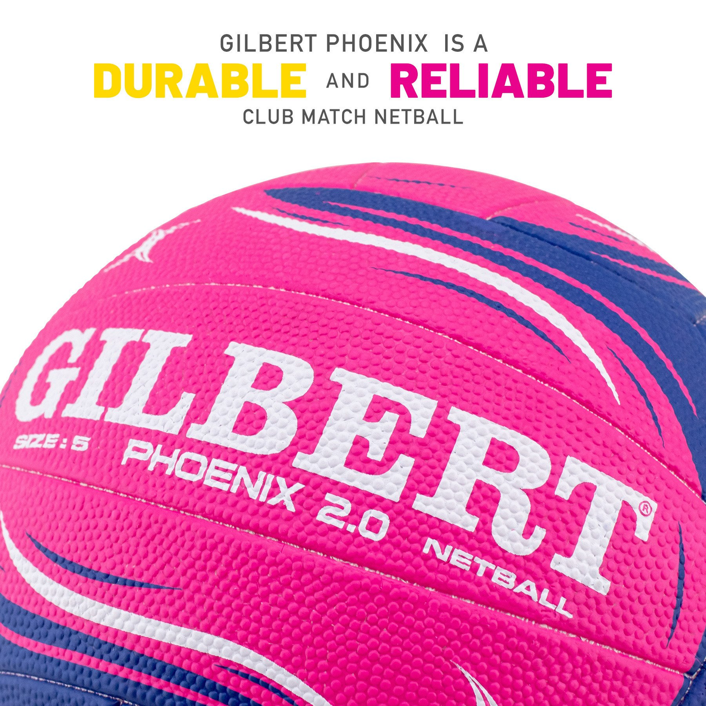 Netball Ball Size 4/5 - Gilbert Phoenix 2.0 Match (Pink) KQ