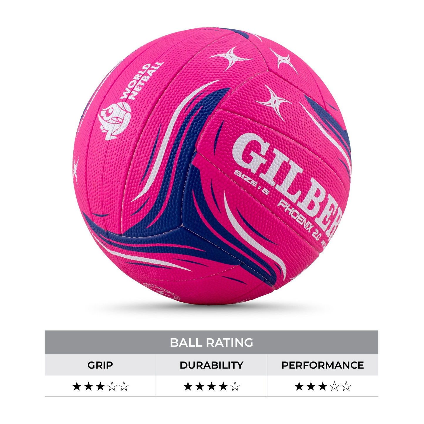Netball Ball Size 4/5 - Gilbert Phoenix 2.0 Match (Pink) KQ