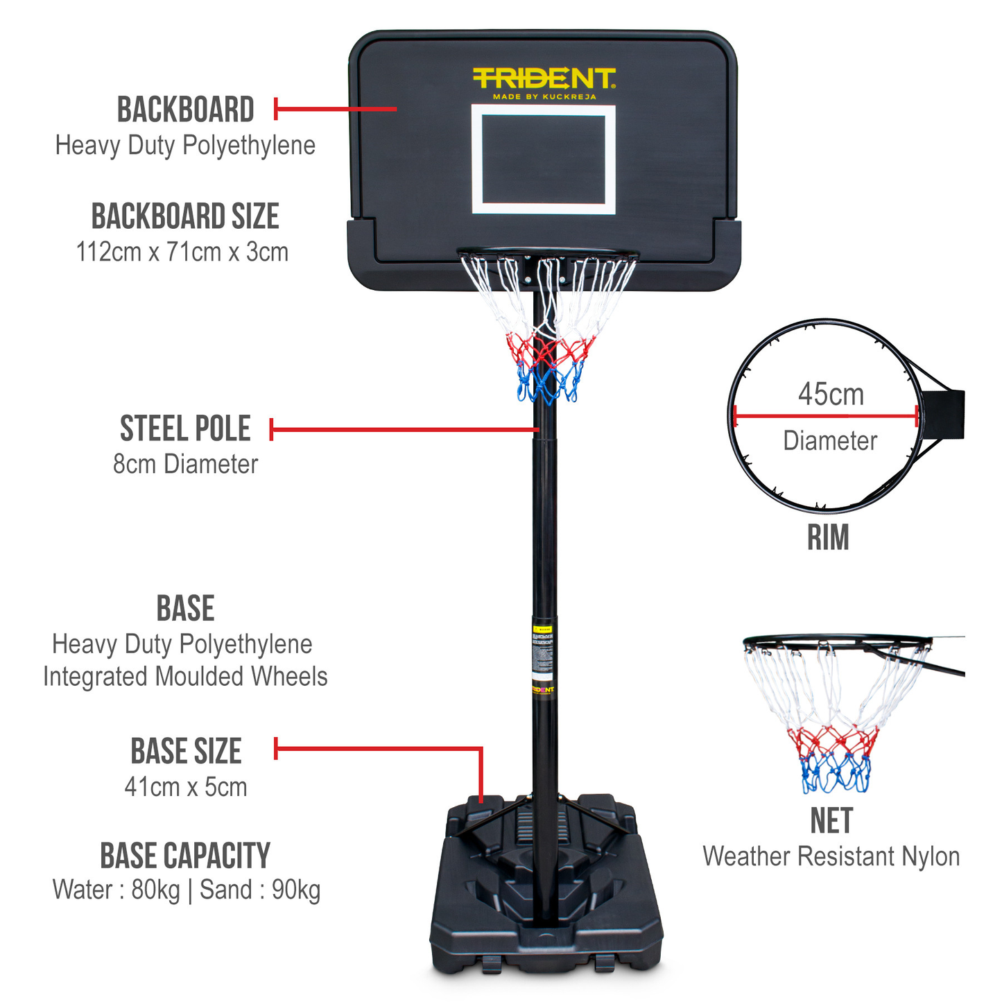 Portable Basketball Post - Trident Master KQ