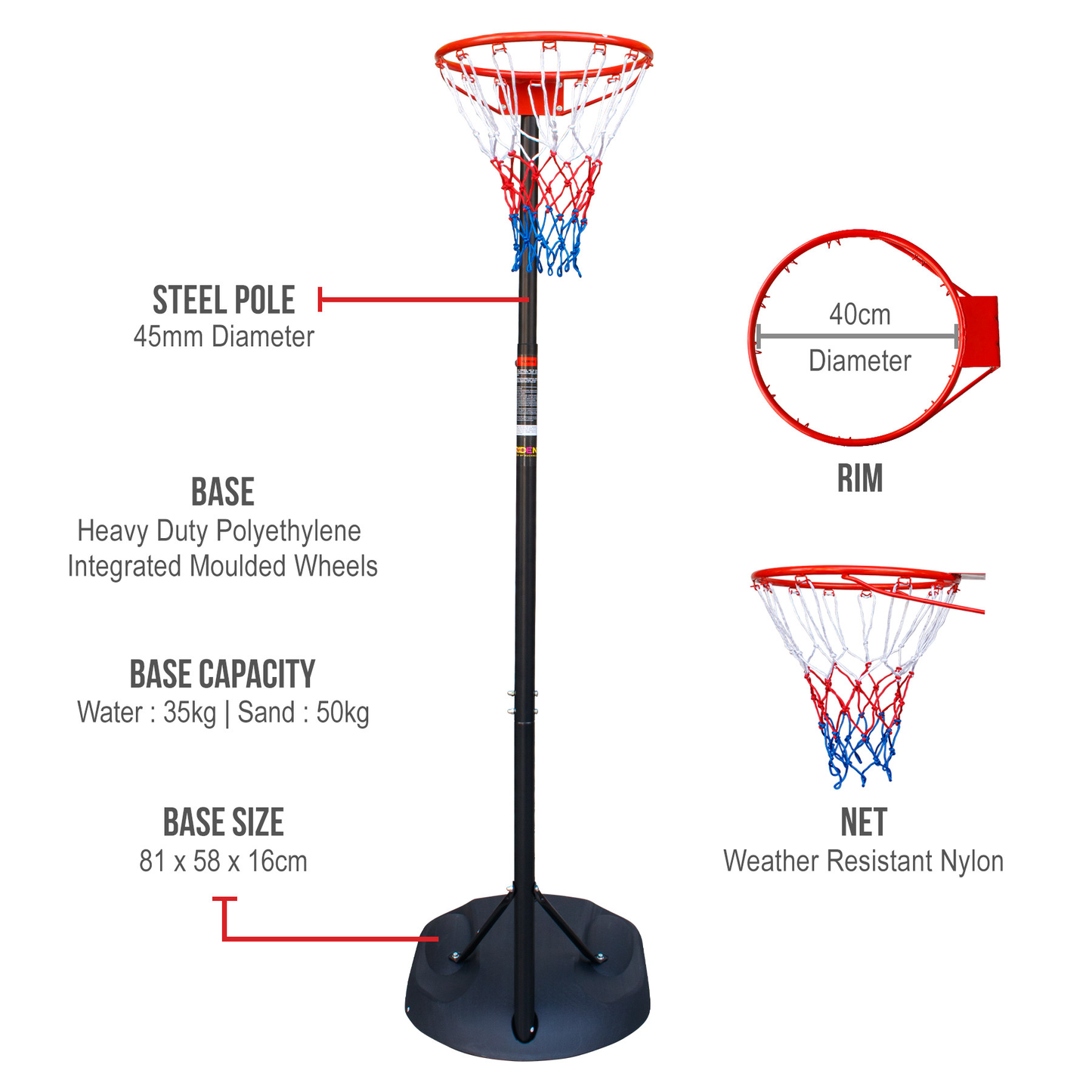 Portable Netball Post - Trident Master KQ