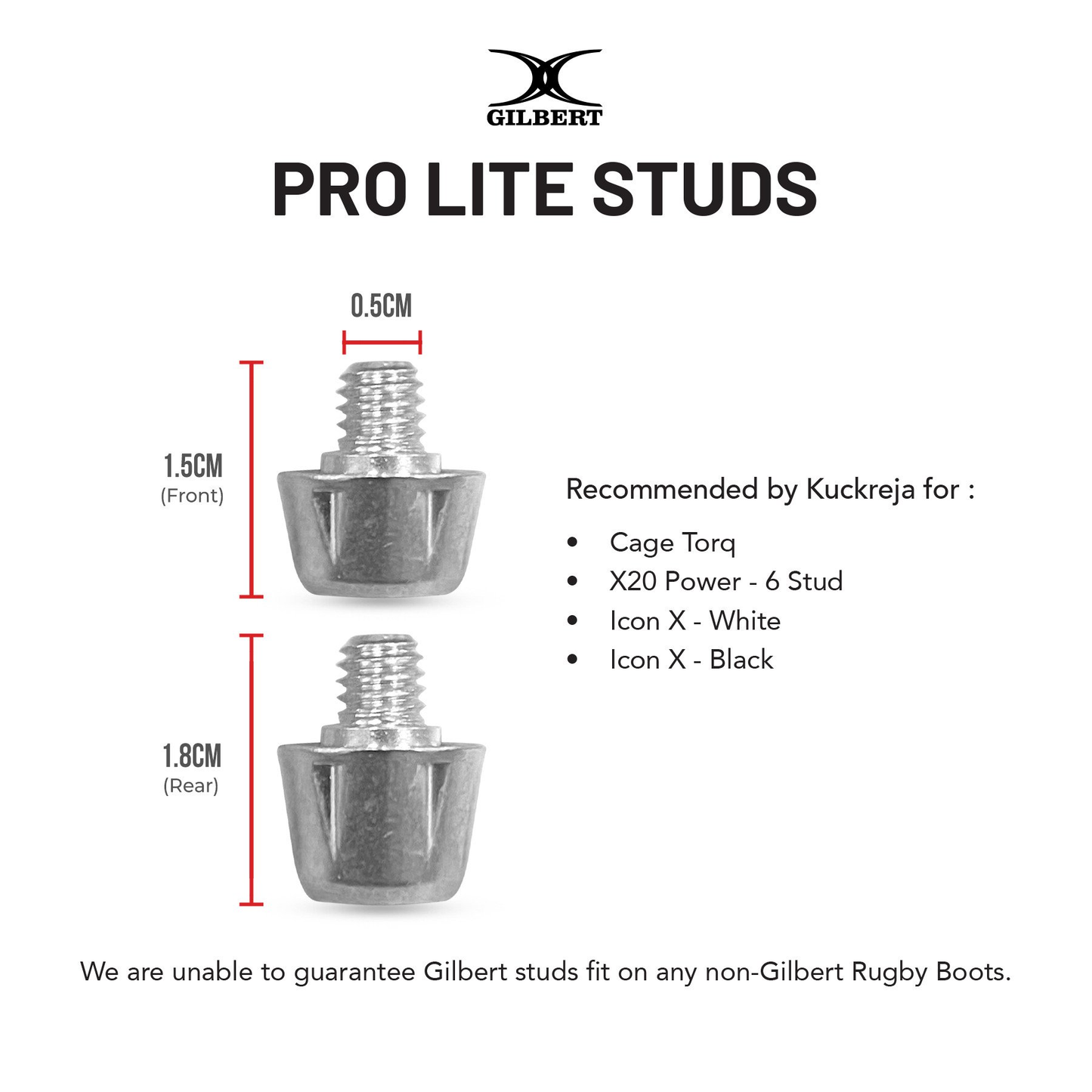 Rugby Boot Studs - Gilbert Pro Lite (Set of 12) KQ