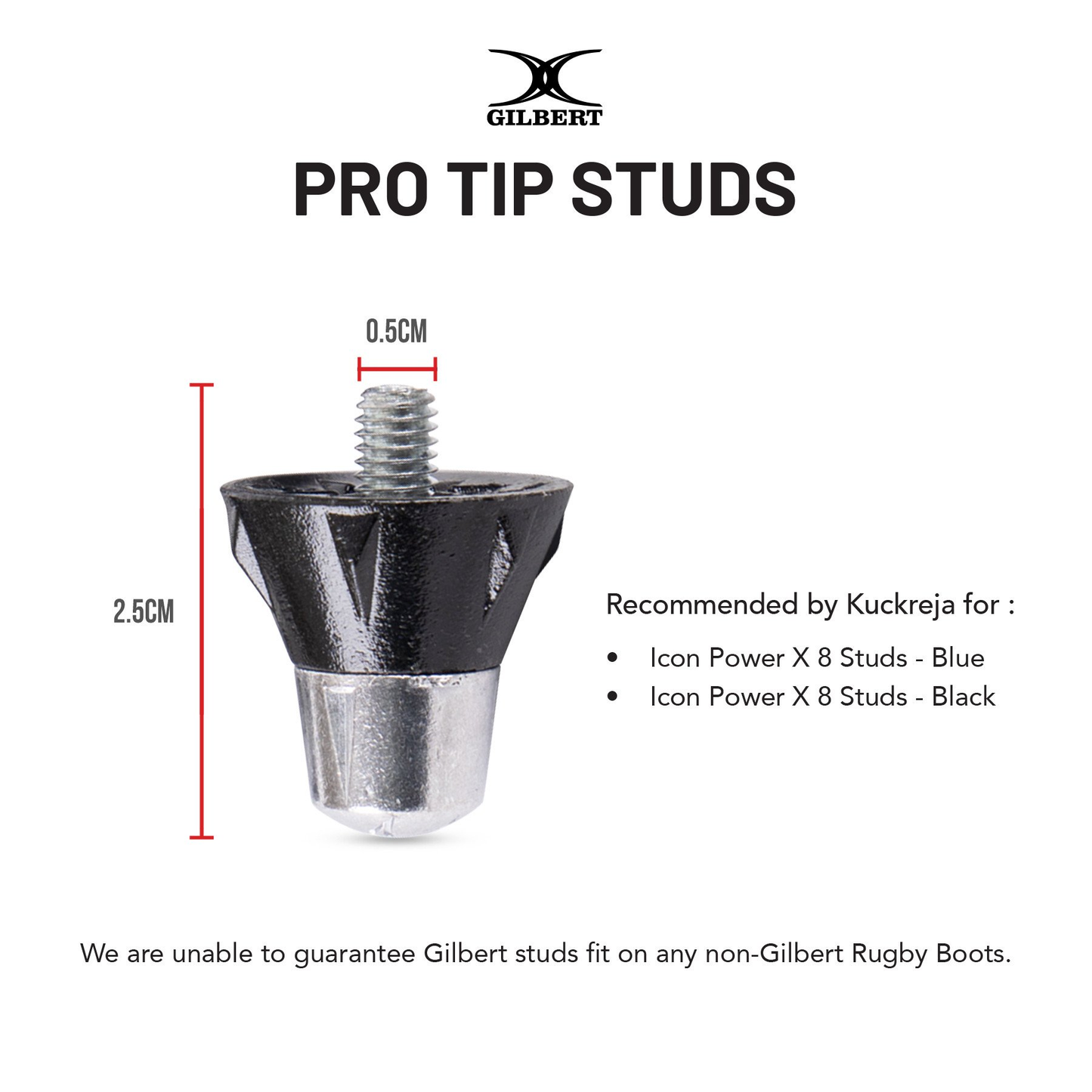 Rugby Boot Studs - Gilbert Pro Tip (Set of 16) KQ