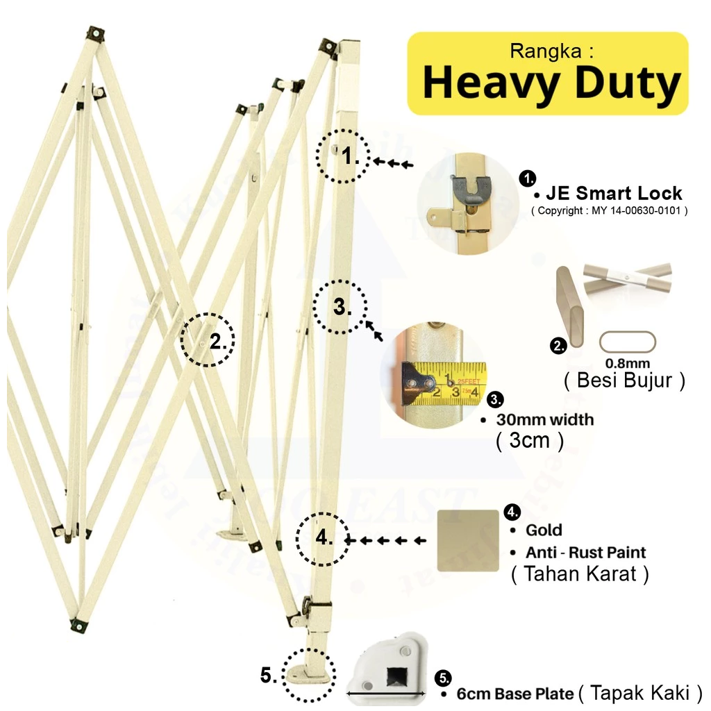 Canopy - Heavy Duty Rack + JE Canvas (3M x 3M) JE