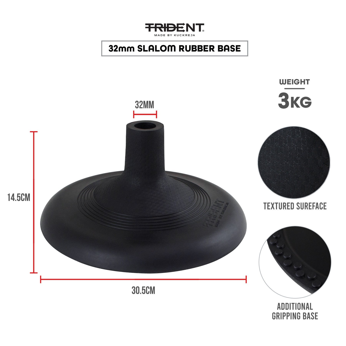 Slalom Pole Base - Trident Heavy Duty Rubber (3kg) KQ