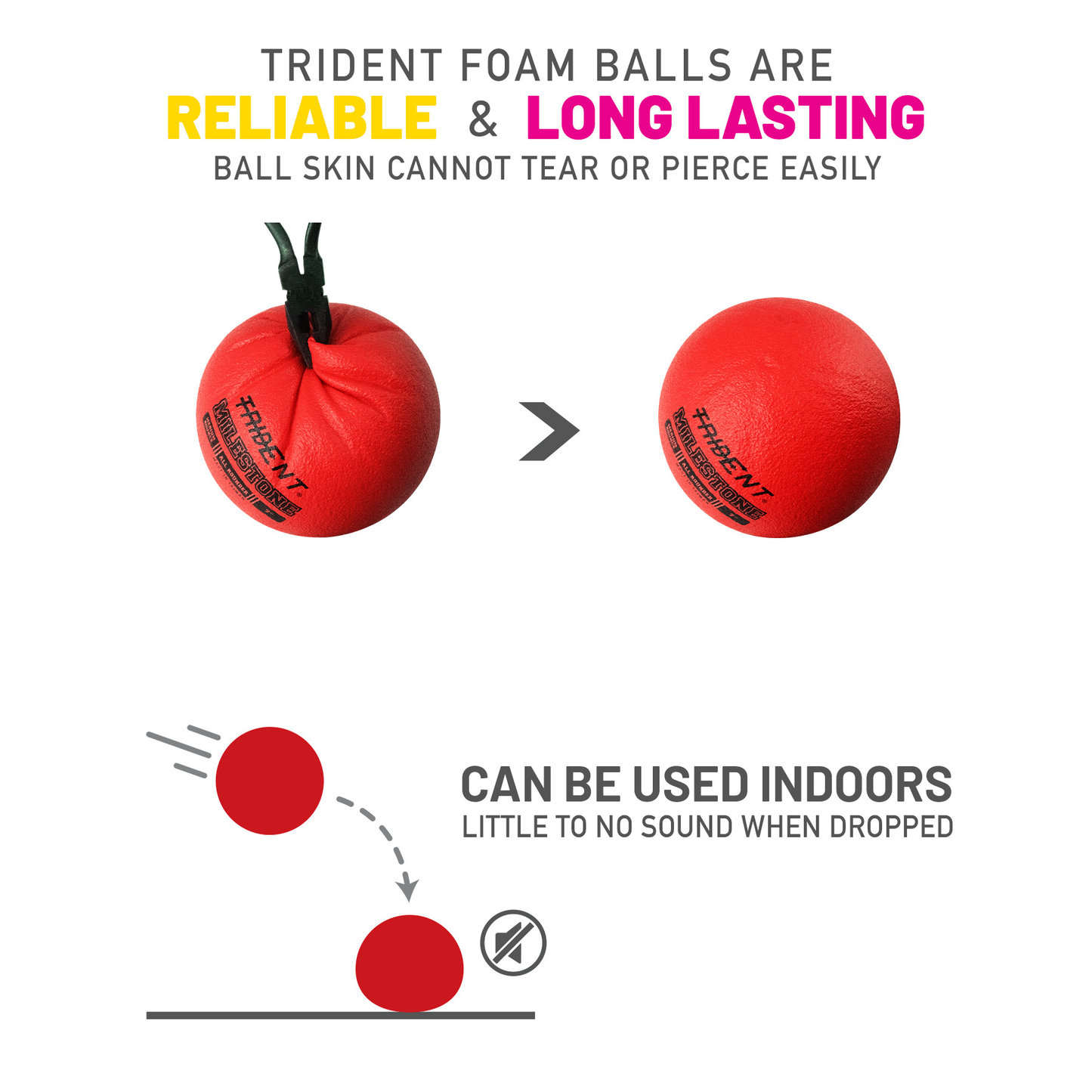 Dodgeball Foam Ball - Trident Milestone Softee Low Bounce (6.3") KQ