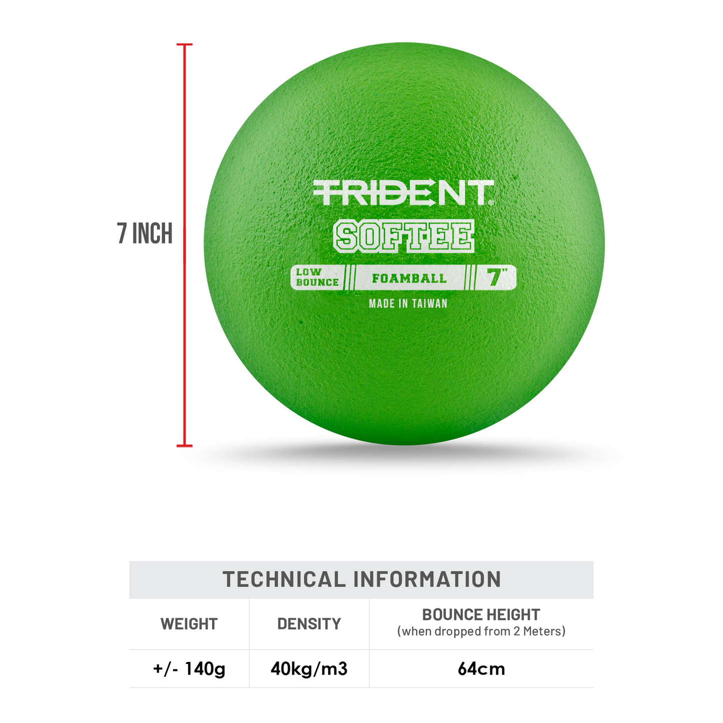 Dodgeball Foam Ball - Trident Softee Low Bounce (7") KQ
