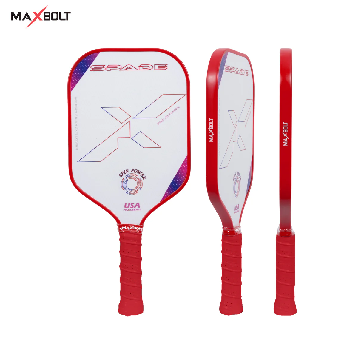 Pickleball Paddle Fiberglass - Maxbolt SPADE (Free 2pcs Ball) PQ