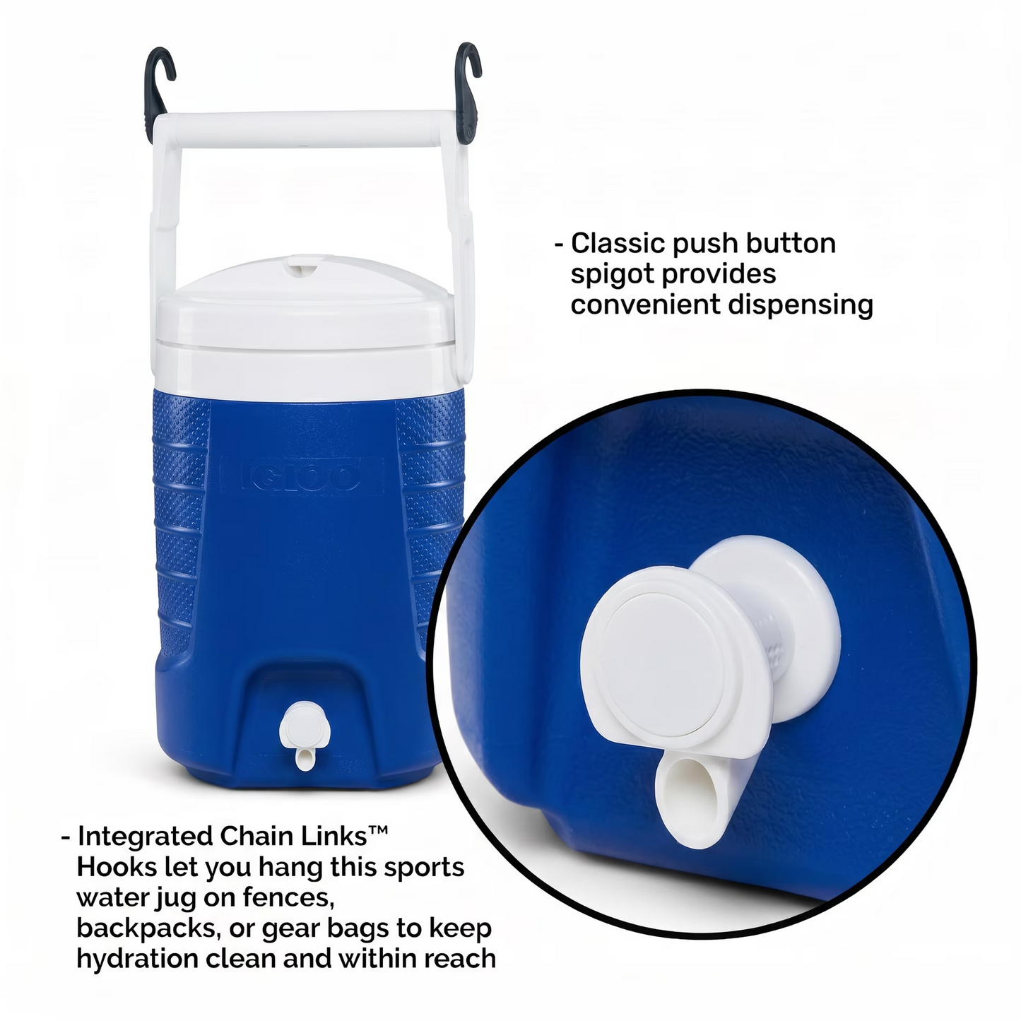 Cooler Jug - Igloo Sport (2 Gallon / 7.6L) Blue + Hook UQ