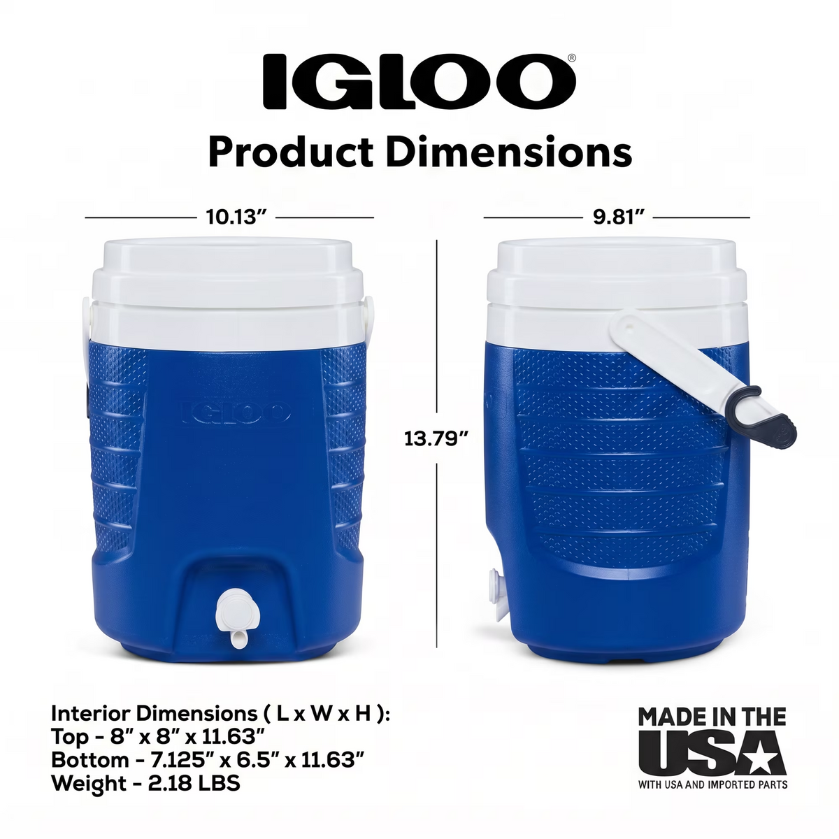 Cooler Jug - Igloo Sport (2 Gallon / 7.6L) Blue + Hook UQ