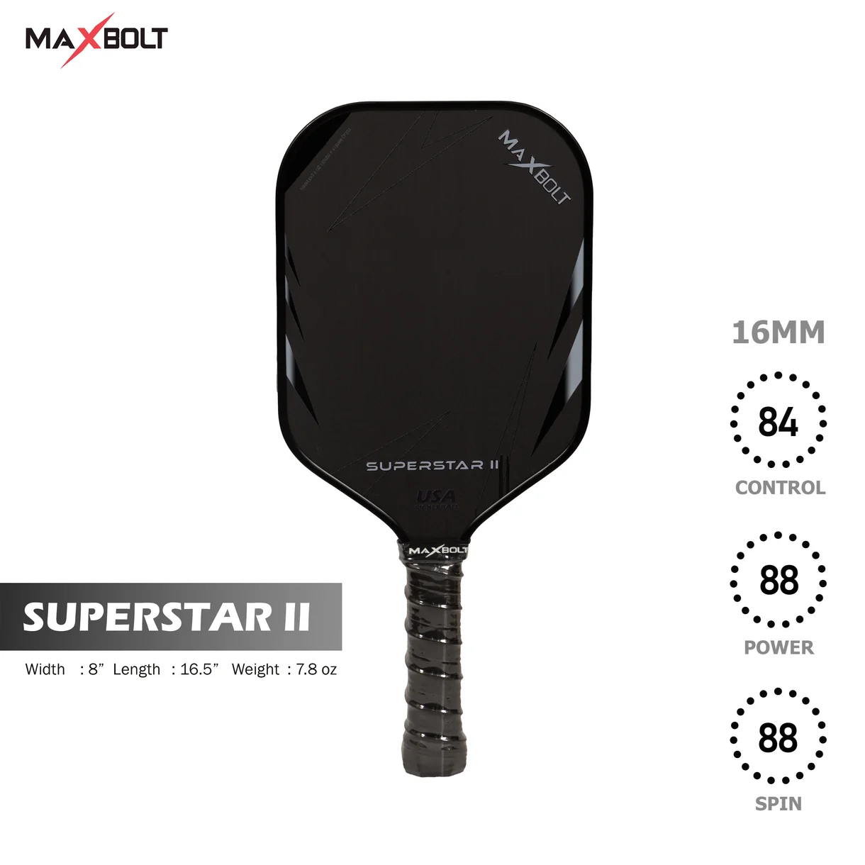 Pickleball Paddle (Carbon Fiber) - Maxbolt SUPERSTAR II (Free 5pcs Ball) PQ