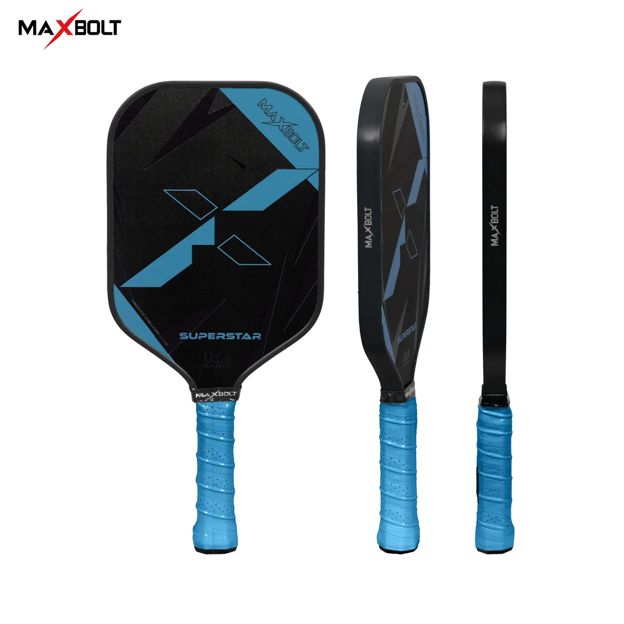 Pickleball Paddle Fiberglass - Maxbolt SUPERSTAR (Free 2pcs Ball + Grip + Edge Guard + Slim Bag) PQ