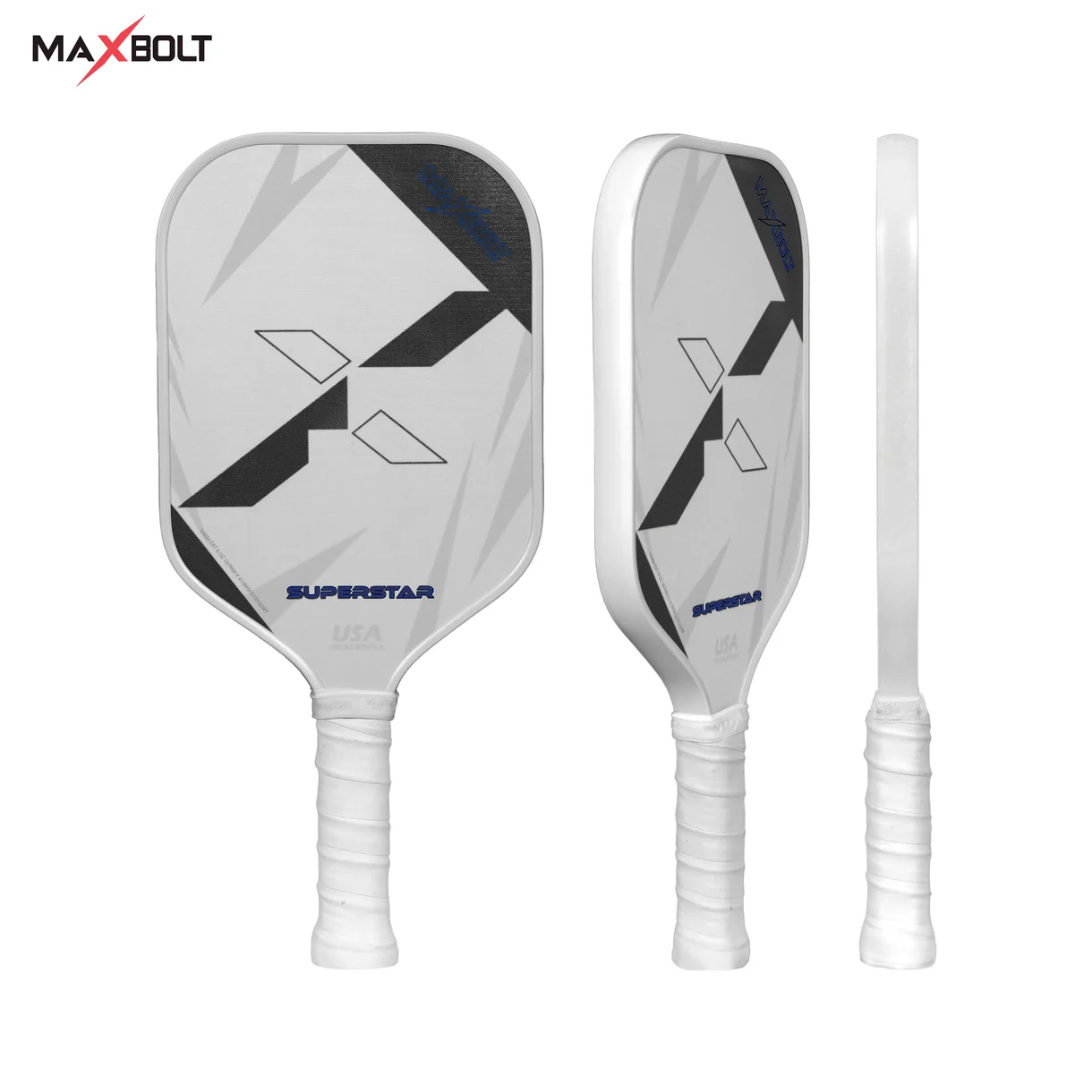 Pickleball Paddle Fiberglass - Maxbolt SUPERSTAR (Free 2pcs Ball + Grip + Edge Guard + Slim Bag) PQ