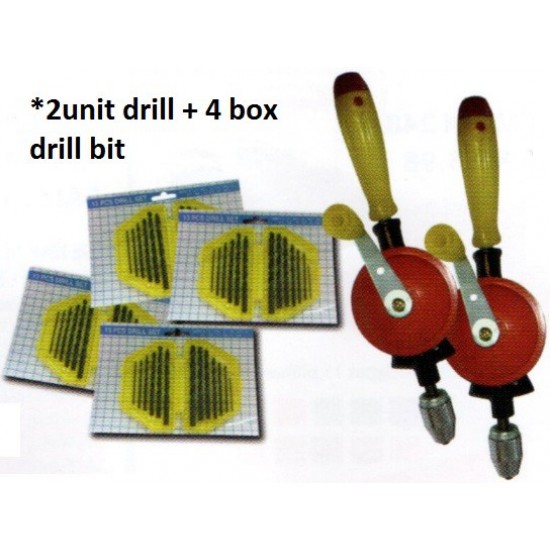 2 Unit Manual Hand Drill + 4 box Drill Bit - RBT440 PZ 