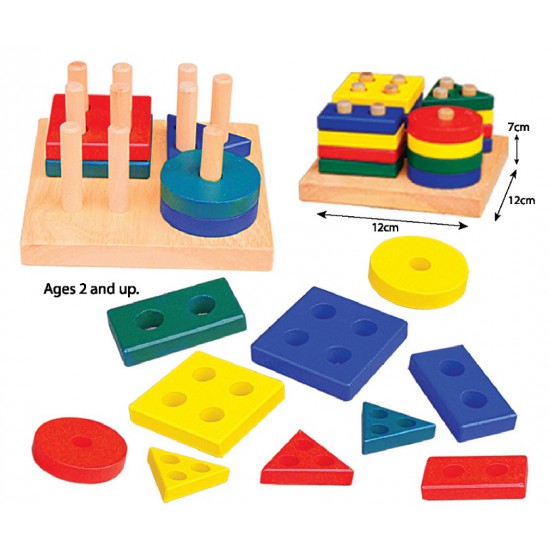 Wooden Blocks With 5 Geometric - ITAT050 DQ Wooden Blocks With 5 Geometric - ITAT050 DQ