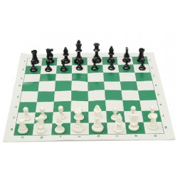 Chess Set - Solid Plastic Piece w Rubber Mat CQ