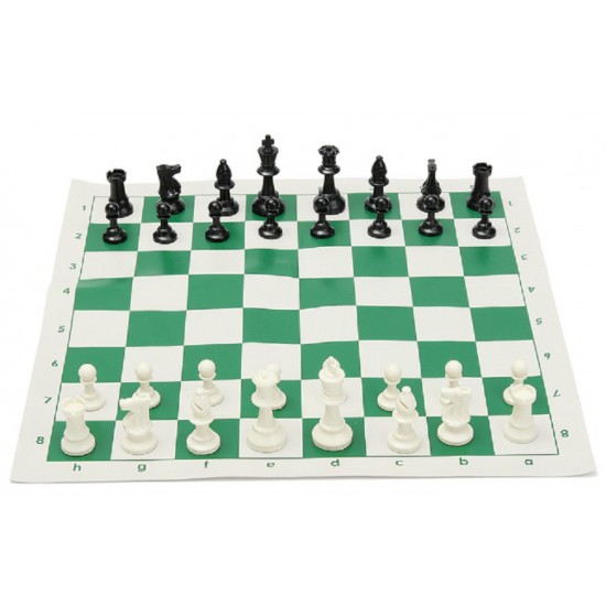 Chess Set - Solid Plastic Piece +Case +Rubber Mat CQ